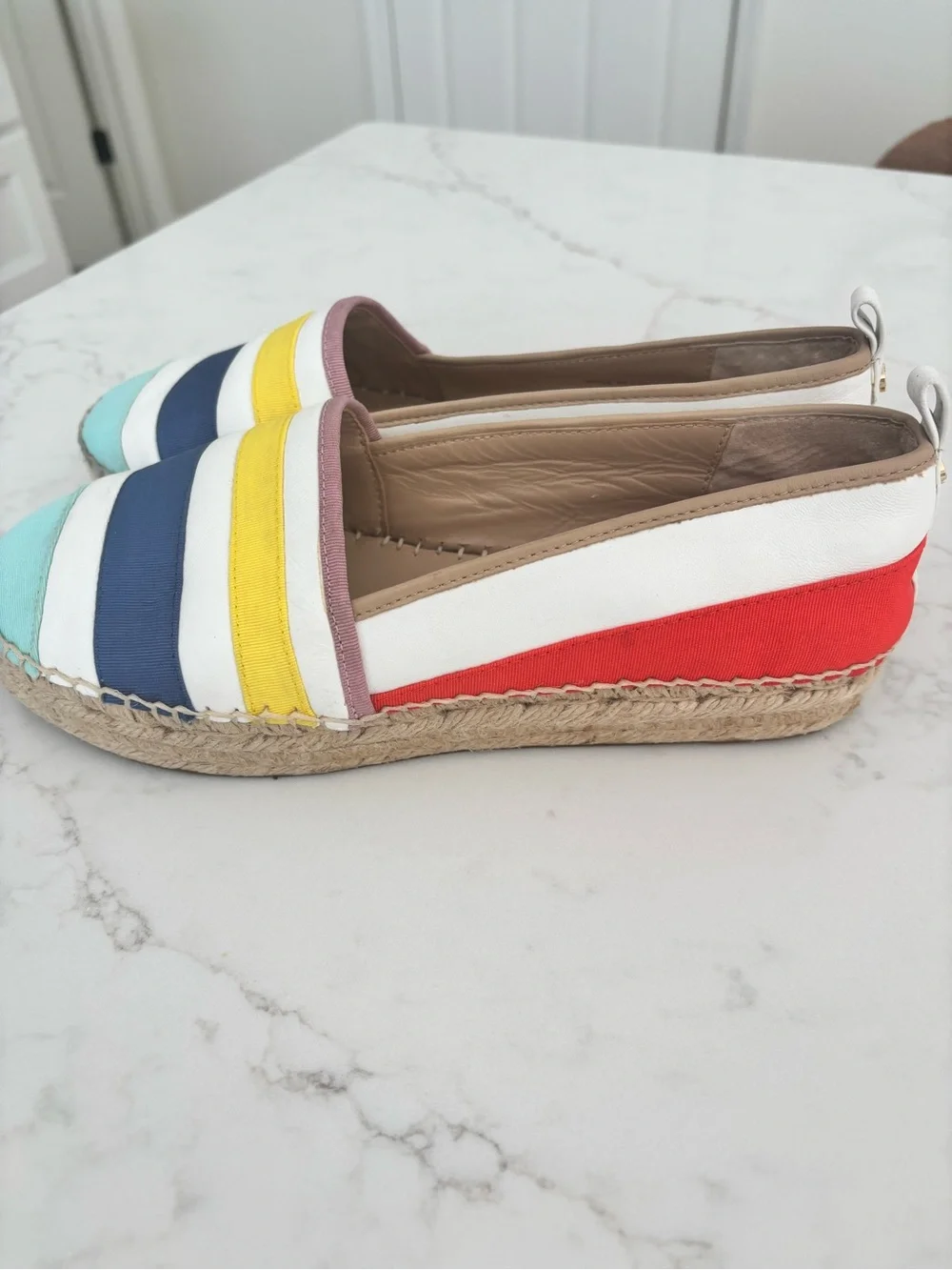 kate spade Multicolor Striped Espadrilles - Mint, Navy, Yellow, White, Pink